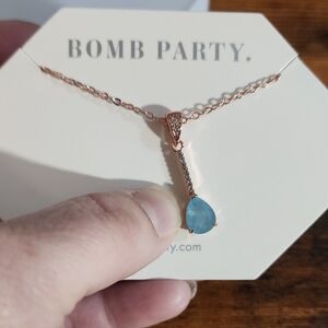 Sparkling Obsession Natural Fusion Aqua Blue Quartz Rose Gold Plating